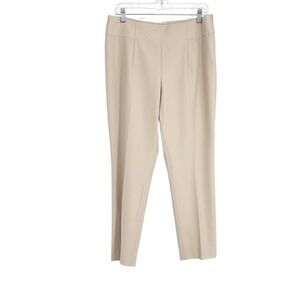 Akris Punto Beige Wool Blend Straight Leg Dress Pants Trousers Tan US 12